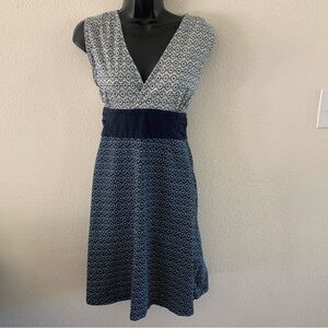 Patagonia Margot Blue Cotton Geometric Pattern V-Neck Sleeveless MIDI Dress XL